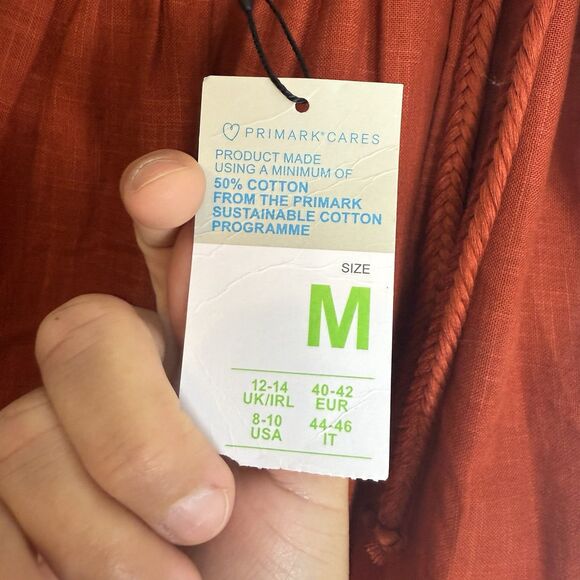 NWT Primark Maxi One Shoulder Dress Womens M Boho Beach 100% Cotton Oversized - Picture 6 of 13